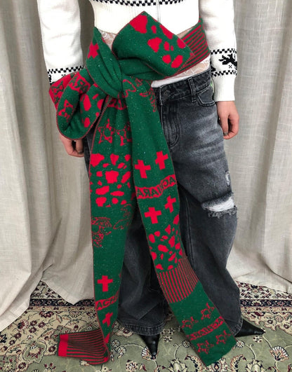 Achihara Vintage Christmas Scarf Starry Adventure