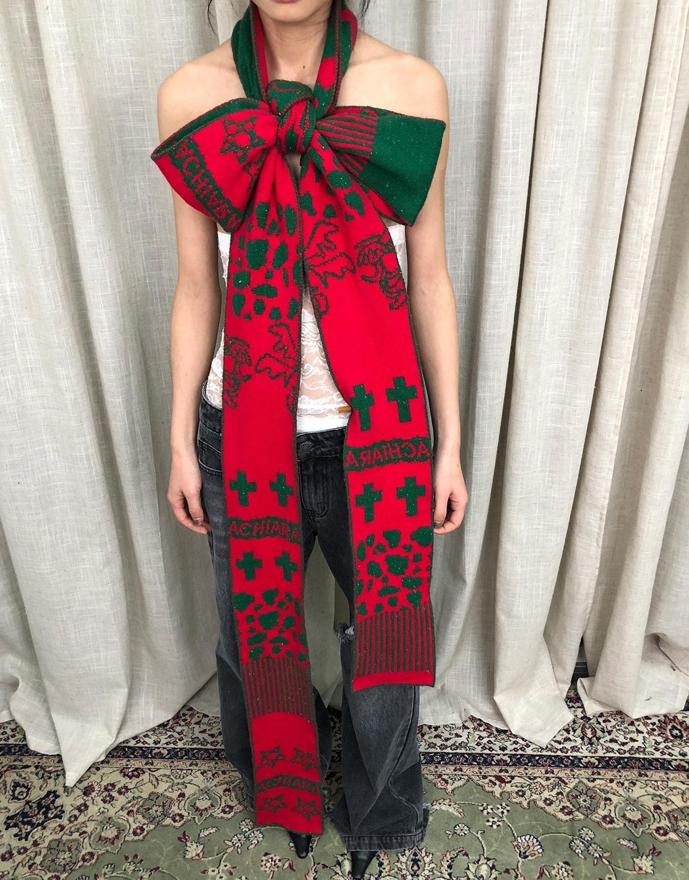 Achihara Vintage Christmas Scarf Starry Adventure