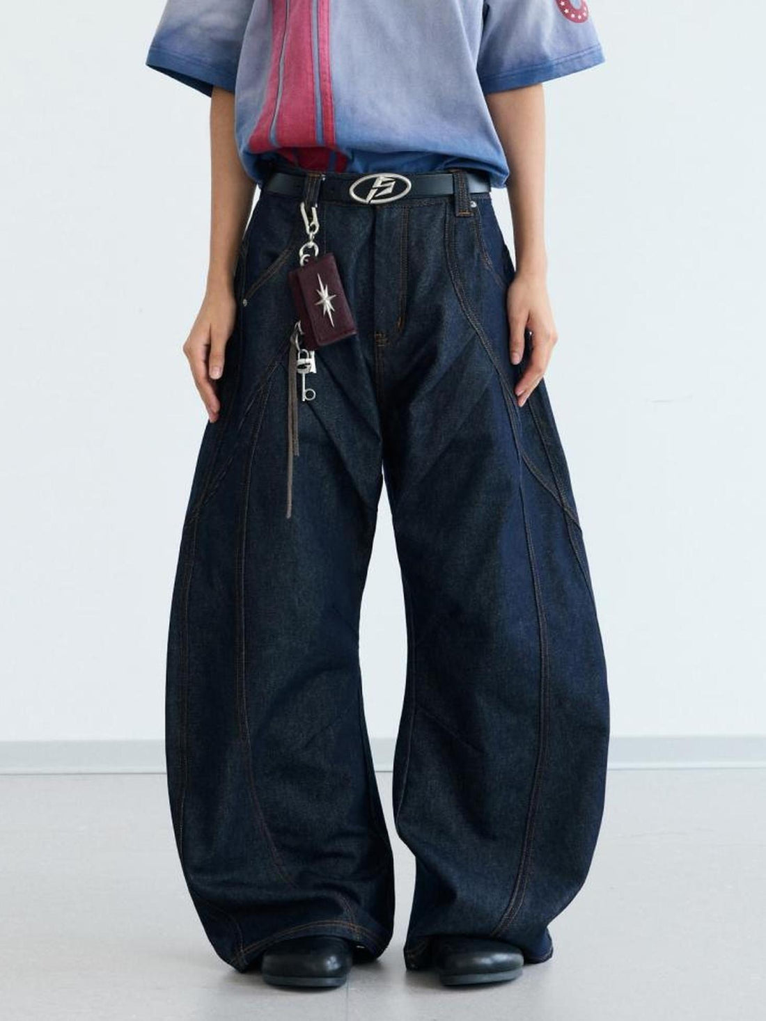 Peoplesense Vintage Cotton Draped Curved Pants With Loose Fit