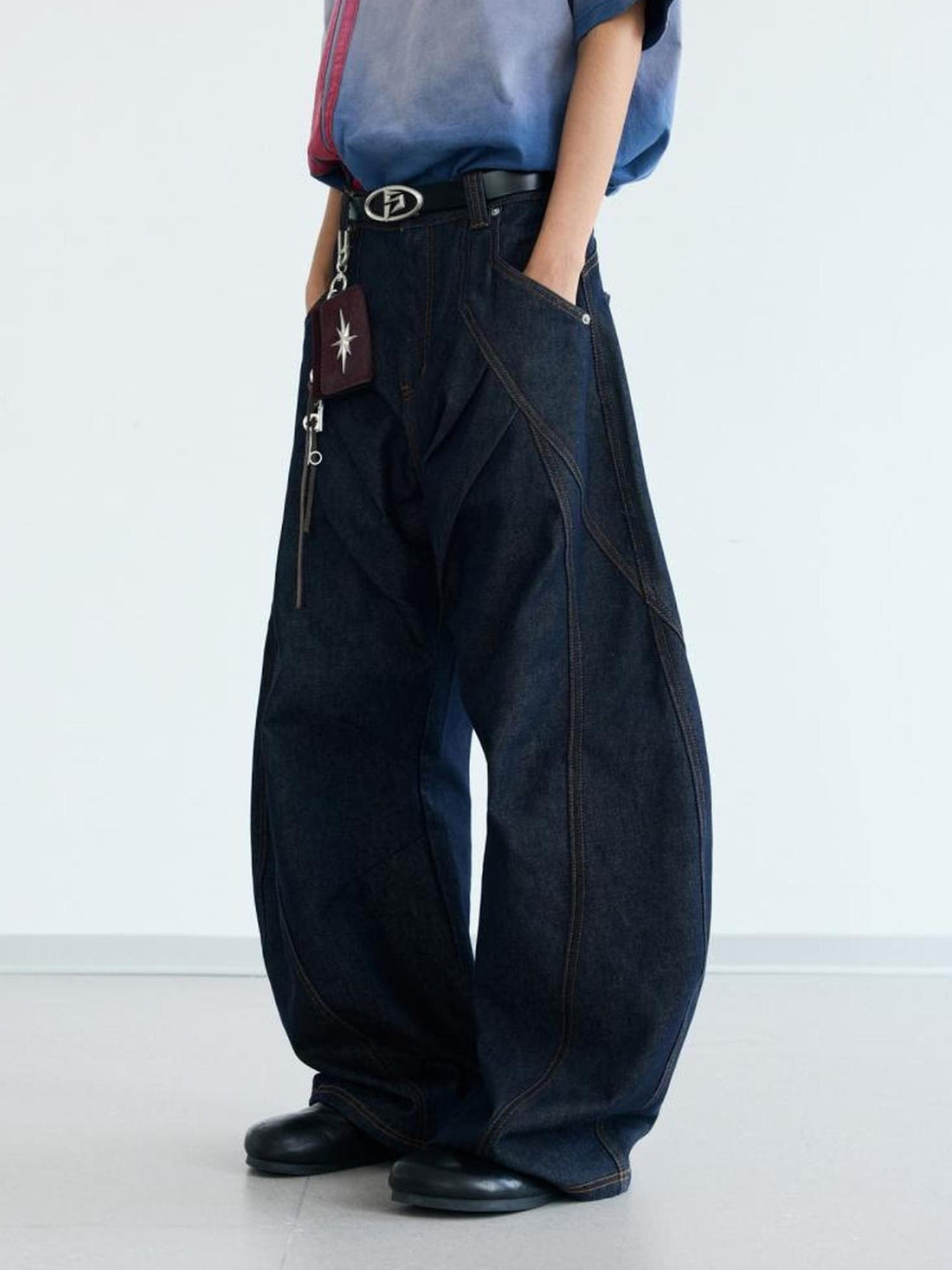 Peoplesense Vintage Cotton Draped Curved Pants With Loose Fit