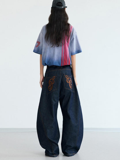 Peoplesense Vintage Cotton Draped Curved Pants With Loose Fit