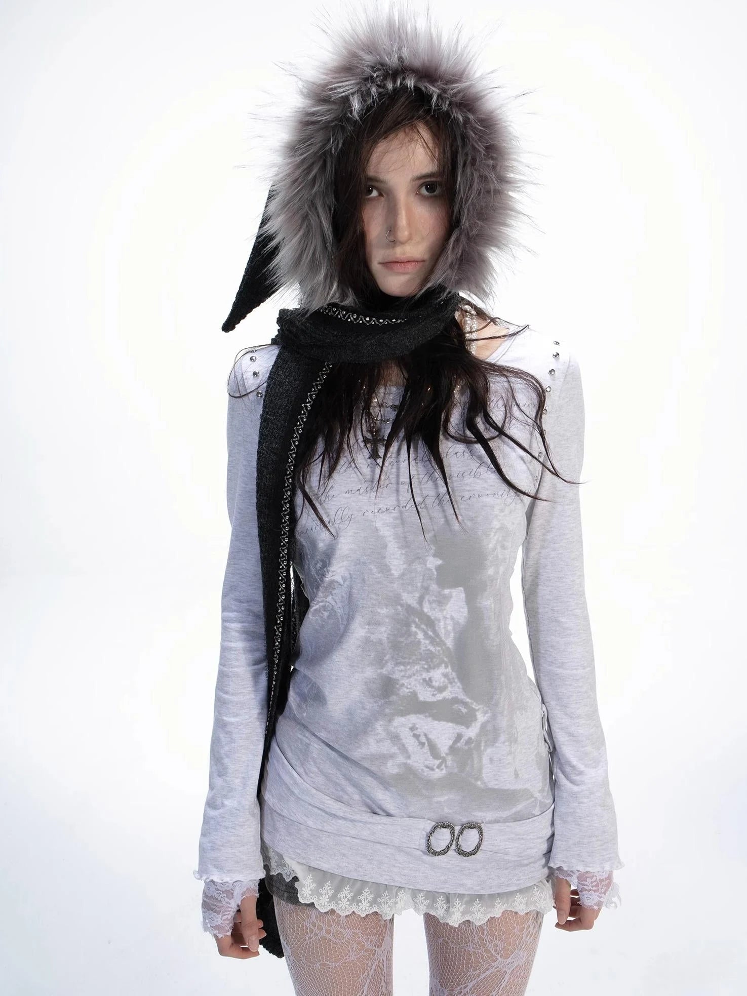 Vintage Crochet Witch Baraclava Scarf &amp; Hat Set Accessories