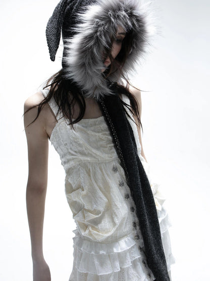 Vintage Crochet Witch Baraclava Scarf &amp; Hat Set Accessories