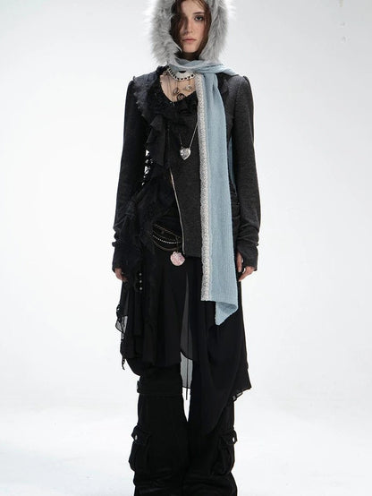 Vintage Crochet Witch Baraclava Scarf &amp; Hat Set Accessories