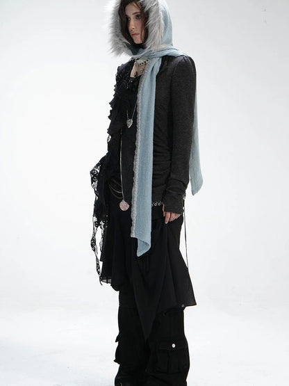 Vintage Crochet Witch Baraclava Scarf &amp; Hat Set Accessories