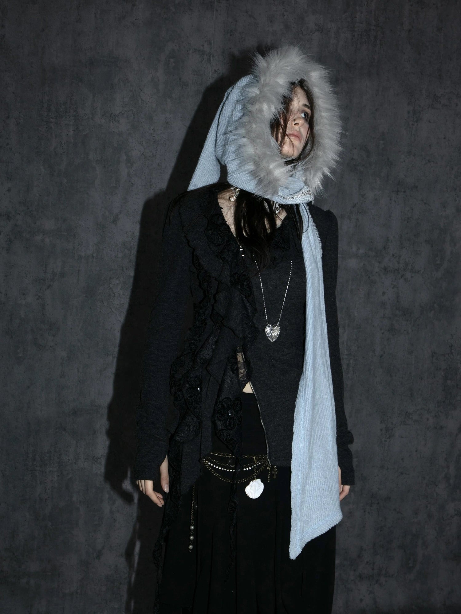 Vintage Crochet Witch Baraclava Scarf &amp; Hat Set Accessories