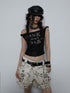 NO ROMANCE禁忌浪漫 Vintage Dark Y2K Leopard Print Crop Top T-Shirt