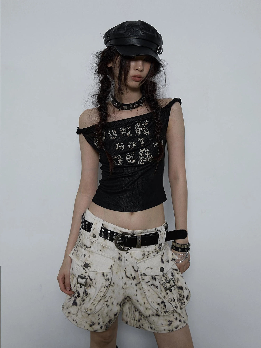 Vintage Dark Y2K Leopard Print Crop Top T-Shirt