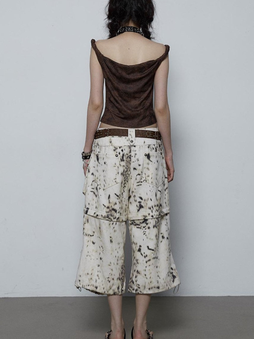 NO ROMANCE禁忌浪漫 Vintage Dark Y2K Leopard Print Crop Top T-Shirt