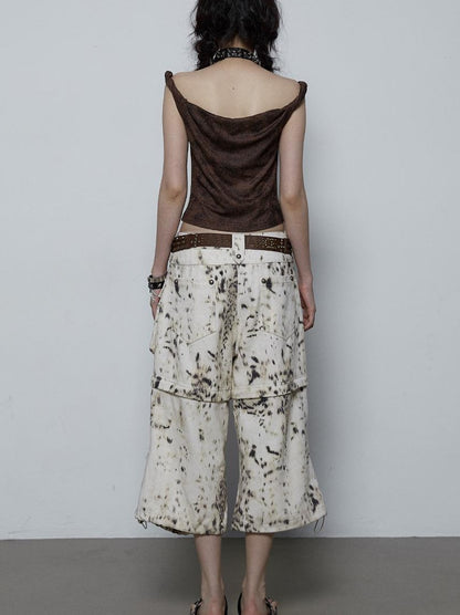 NO ROMANCE禁忌浪漫 Vintage Dark Y2K Leopard Print Crop Top T-Shirt