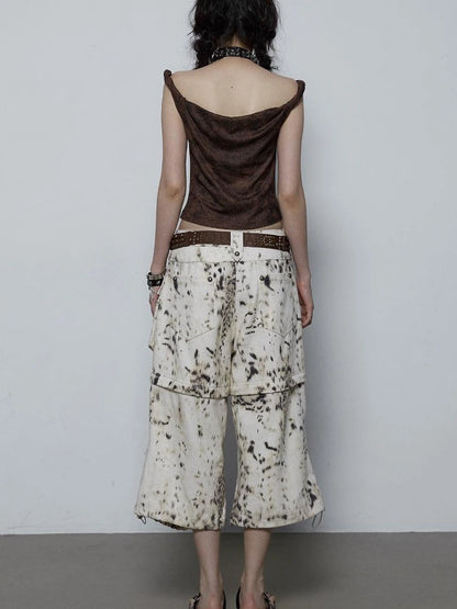 Vintage Dark Y2K Leopard Print Crop Top T-Shirt