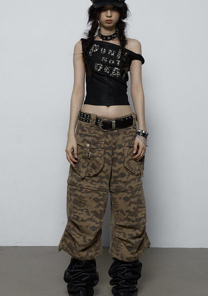 NO ROMANCE禁忌浪漫 Vintage Dark Y2K Leopard Print Crop Top T-Shirt