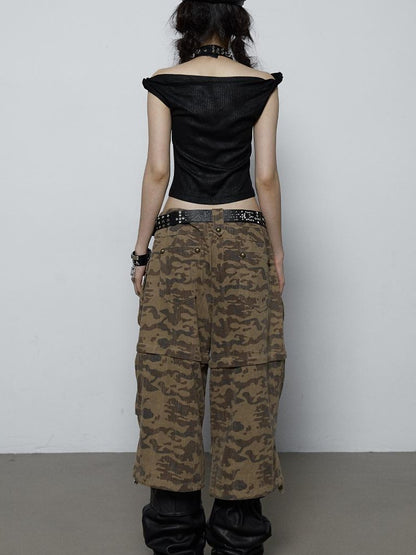 NO ROMANCE禁忌浪漫 Vintage Dark Y2K Leopard Print Crop Top T-Shirt