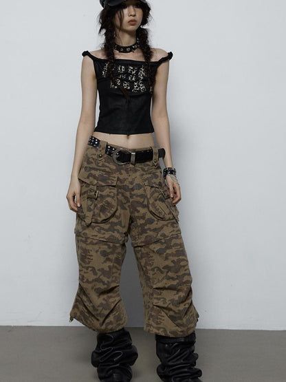 NO ROMANCE禁忌浪漫 Vintage Dark Y2K Leopard Print Crop Top T-Shirt