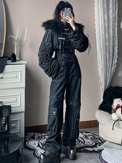 Vintage Deconstructed Denim Overalls Multiway Wear