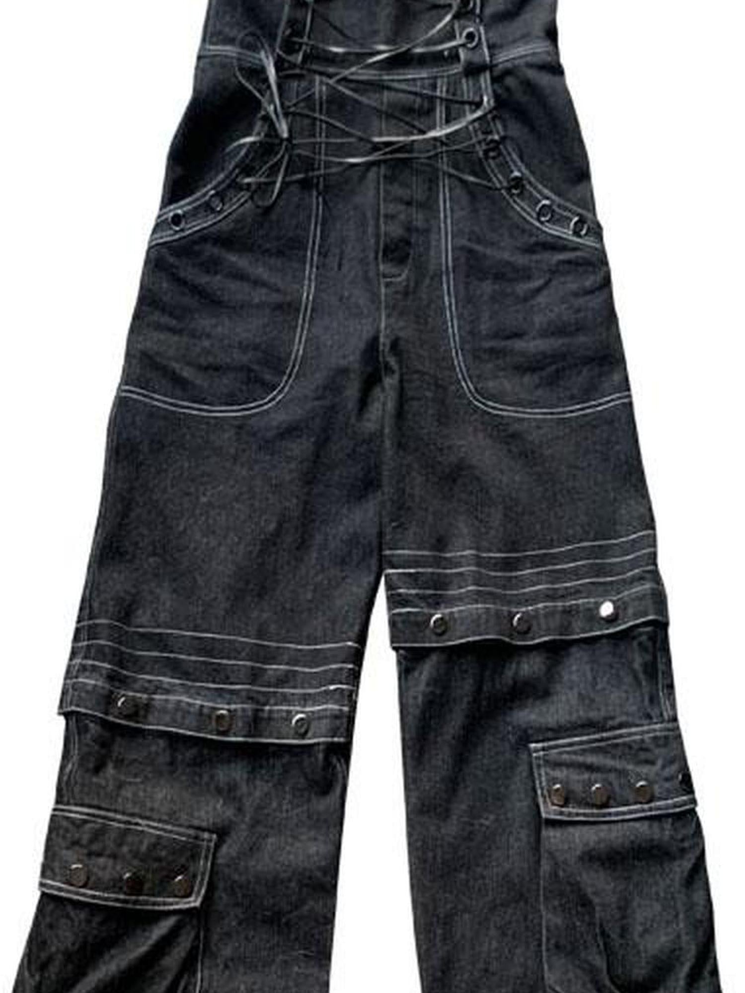 WSW WUSHENWU Vintage Deconstructed Denim Overalls Multiway Wear
