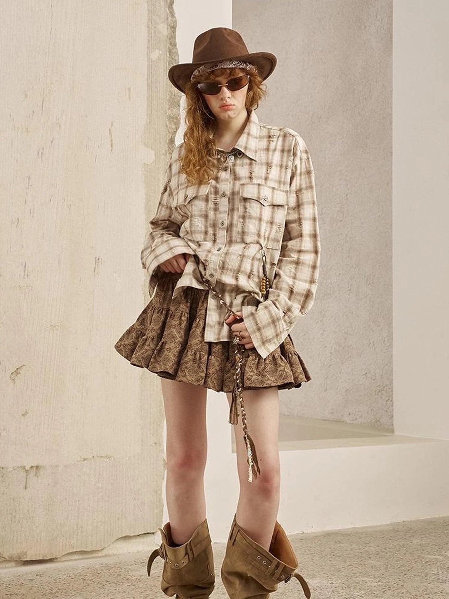 Vintage Distressed Check Pocket Shirt