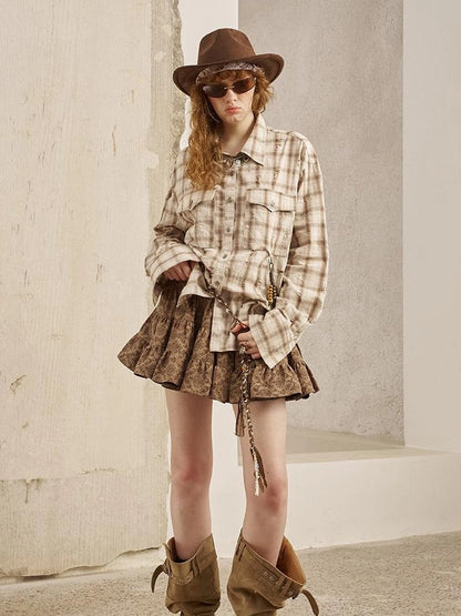 Vintage Distressed Check Pocket Shirt