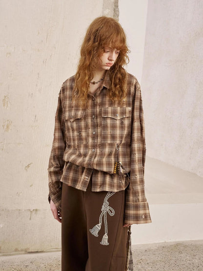 Vintage Distressed Check Pocket Shirt