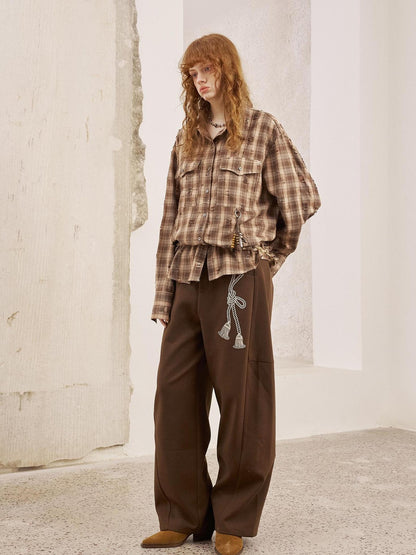 DIDDI MODA Vintage Distressed Check Pocket Shirt