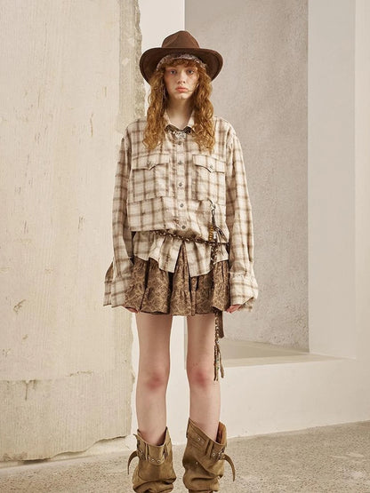 Vintage Distressed Check Pocket Shirt