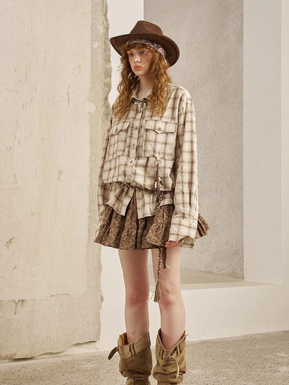 Vintage Distressed Check Pocket Shirt