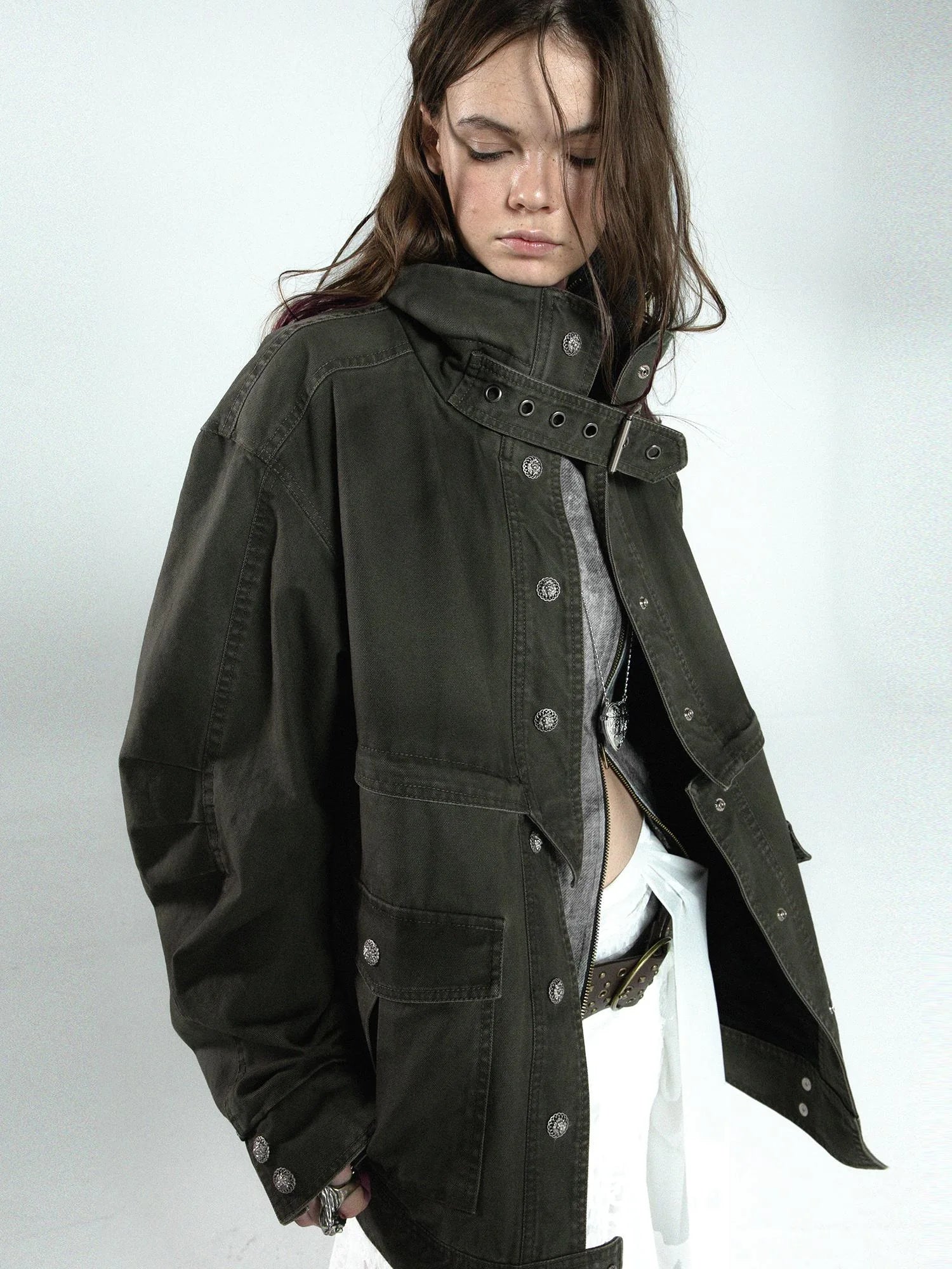 Vintage Distressed Cotton Workwear Reversible Long Short Jacket Coat