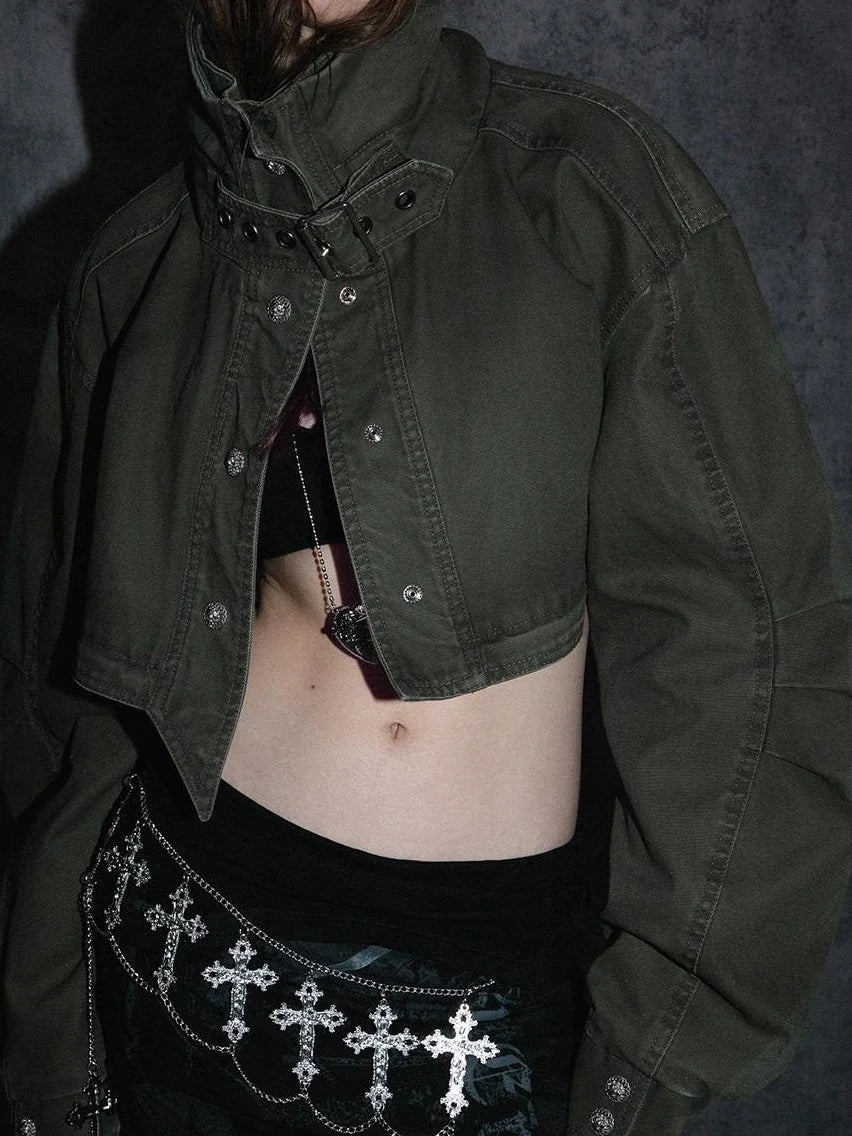 Vintage Distressed Cotton Workwear Reversible Long Short Jacket Coat