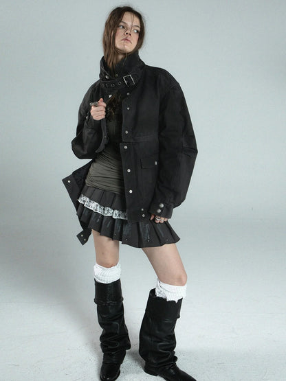 Vintage Distressed Cotton Workwear Reversible Long Short Jacket Coat