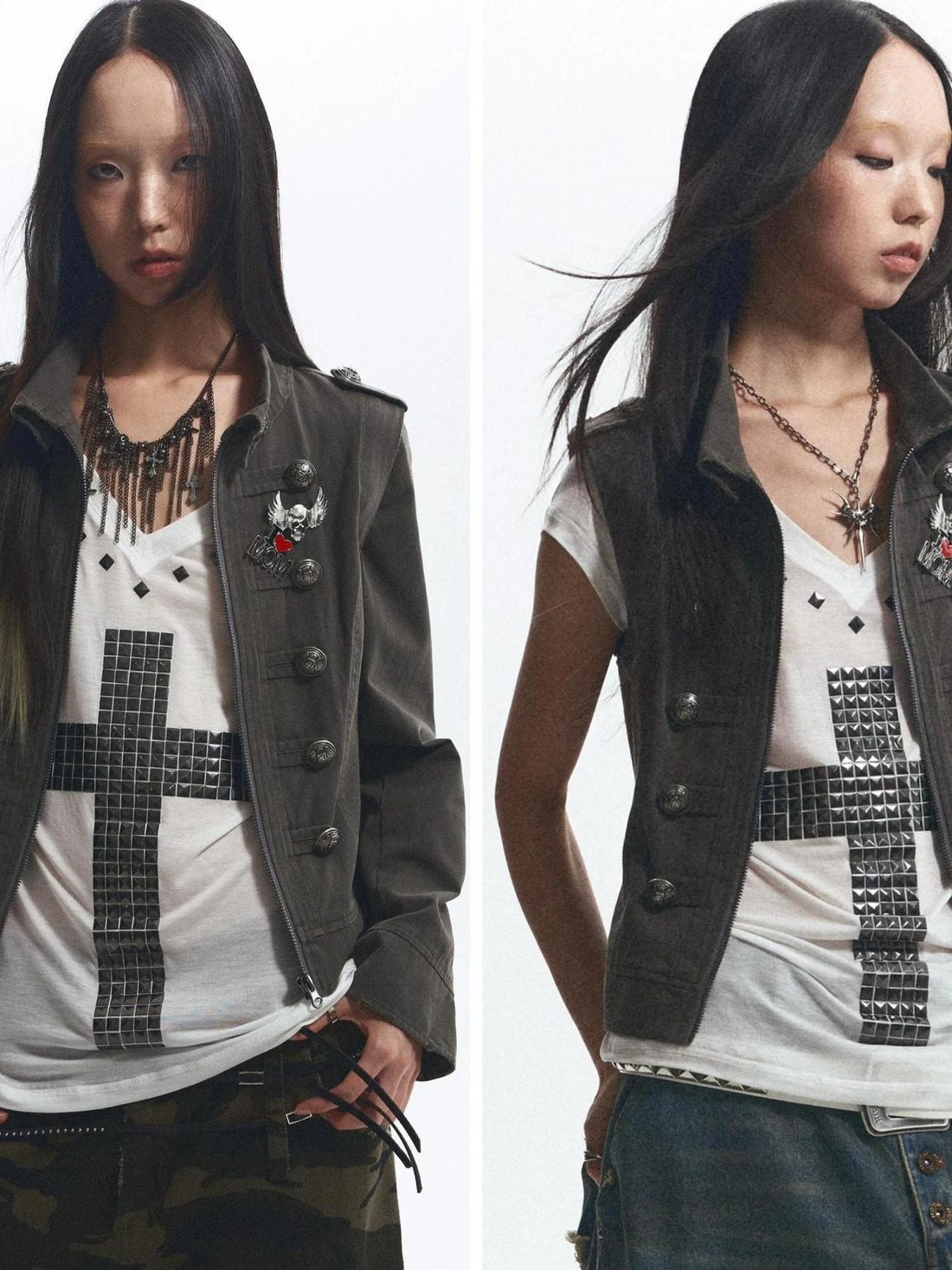 Vintage Distressed Detachable Work Jacket With Adjustable Waist