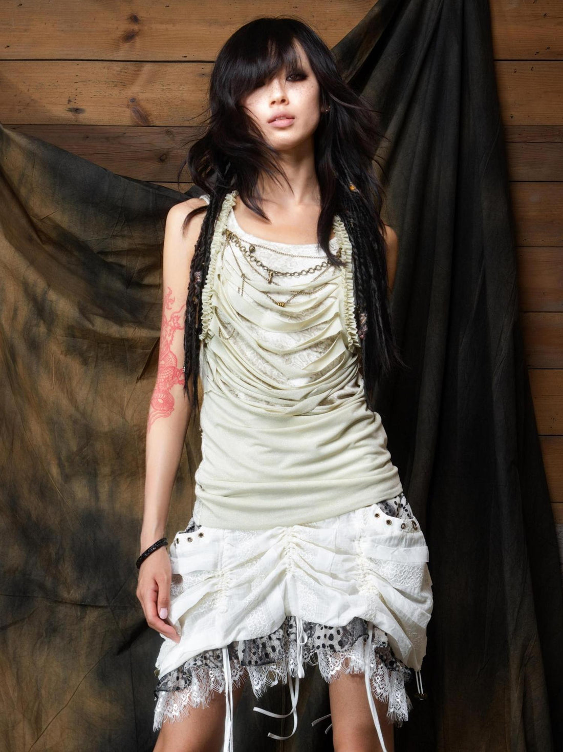 ARIADNAw Vintage Distressed Leopard Print Layered Tank Top