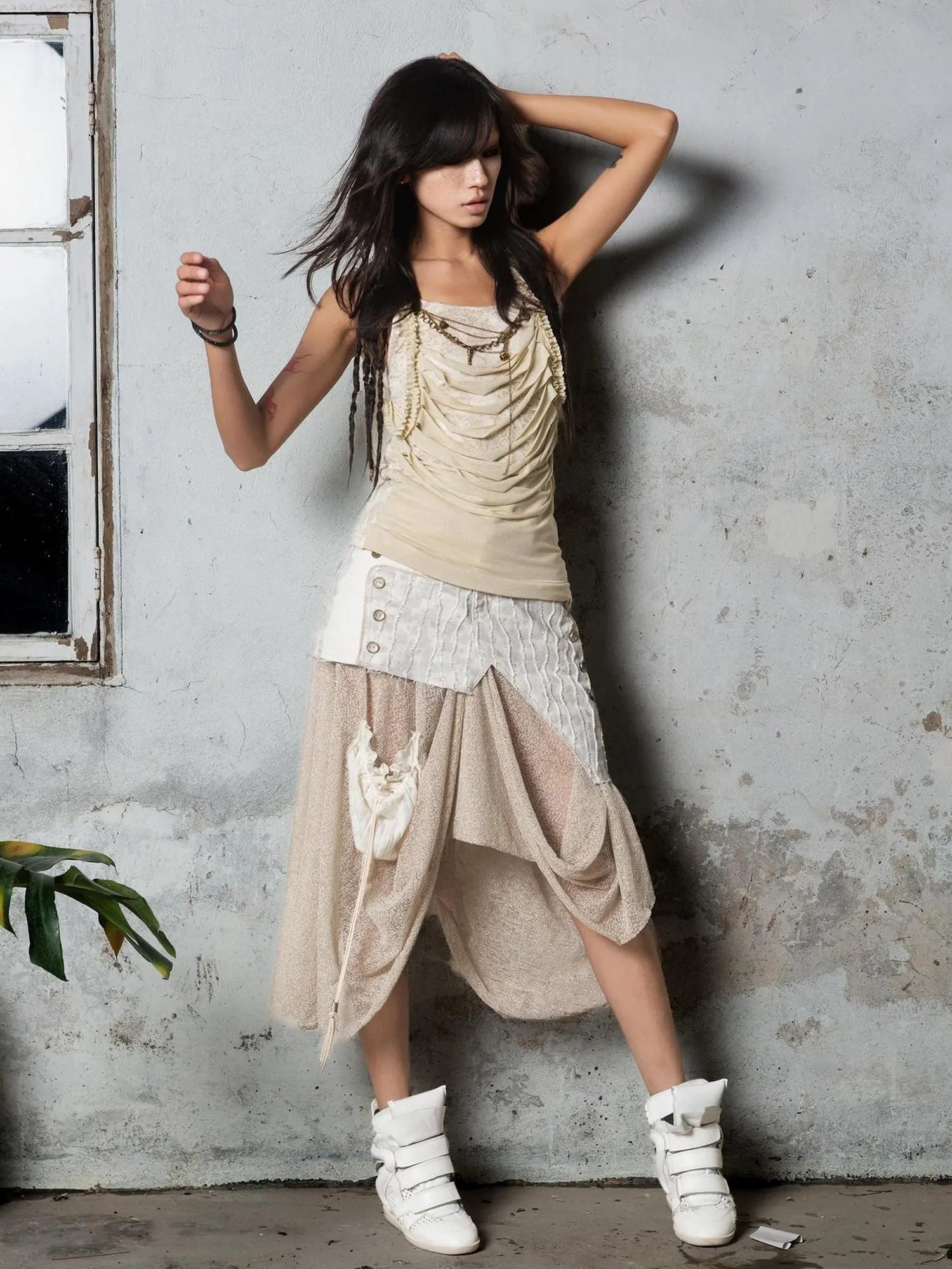 Vintage Distressed Leopard Print Layered Tank Top