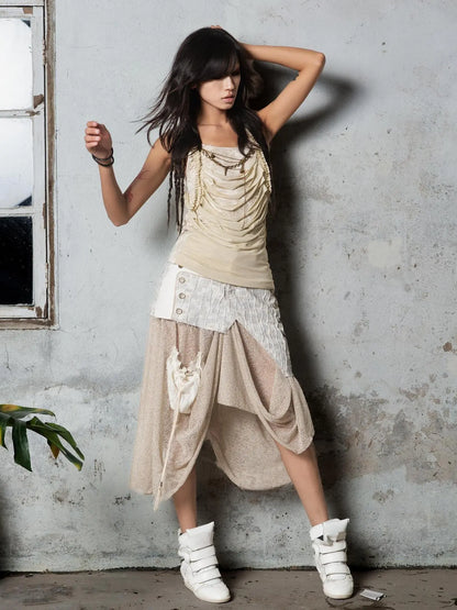 Vintage Distressed Leopard Print Layered Tank Top