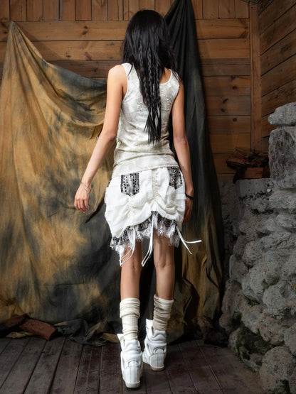 Vintage Distressed Leopard Print Layered Tank Top