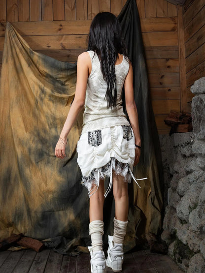 Vintage Distressed Leopard Print Layered Tank Top