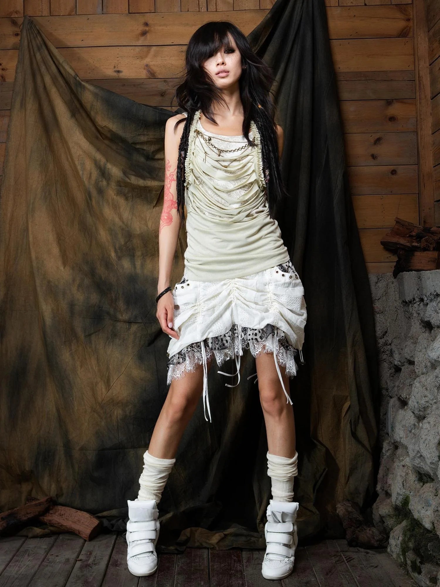 Vintage Distressed Leopard Print Layered Tank Top