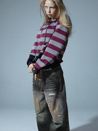 Vintage Distressed Low-Rise Loose Jeans