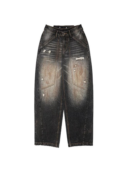 Vintage Distressed Low-Rise Loose Jeans