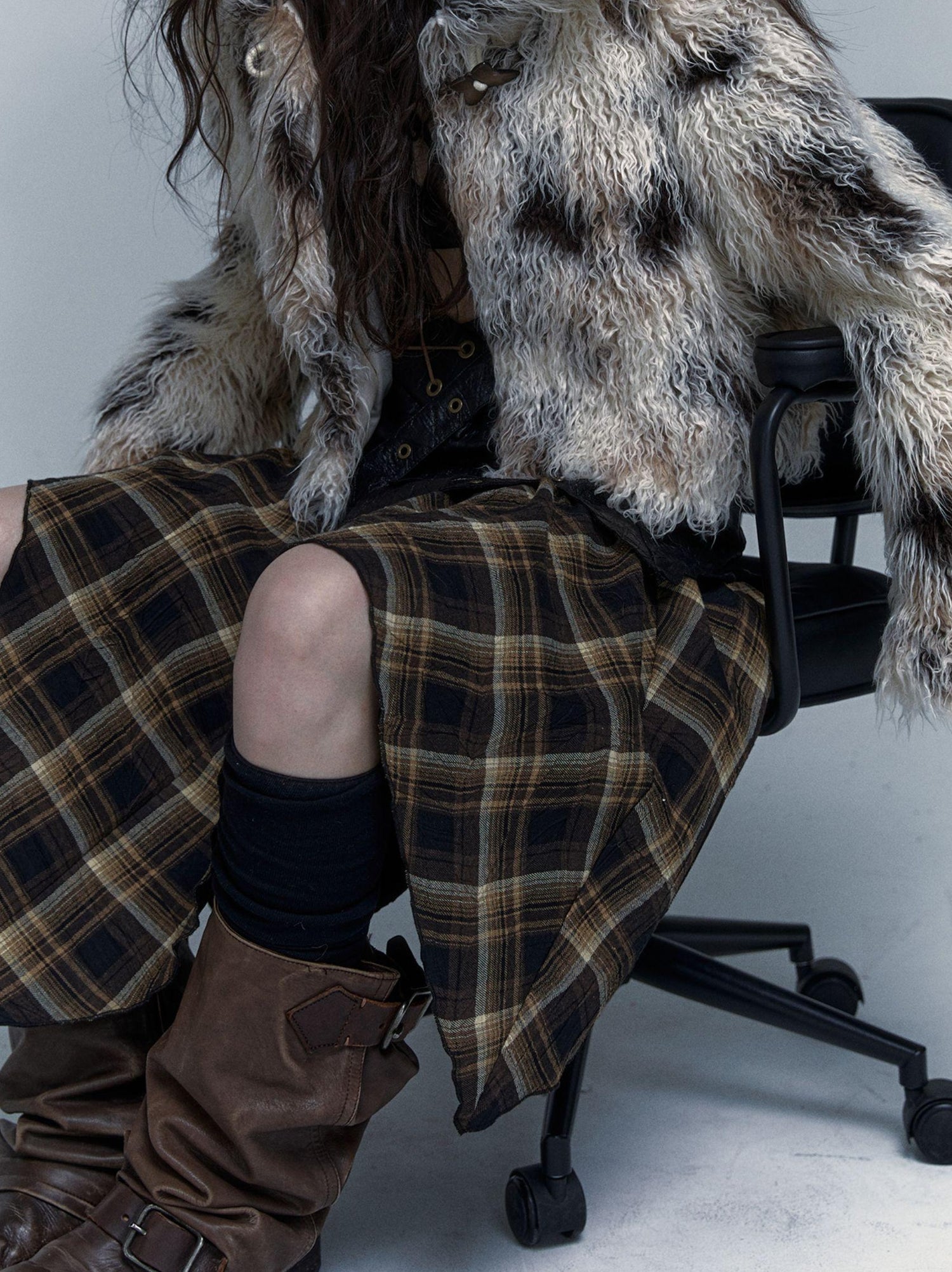Vintage Distressed Short Fuzzy Jacket Eco Faux Fur Coat