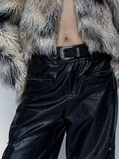 Vintage Distressed Short Fuzzy Jacket Eco Faux Fur Coat