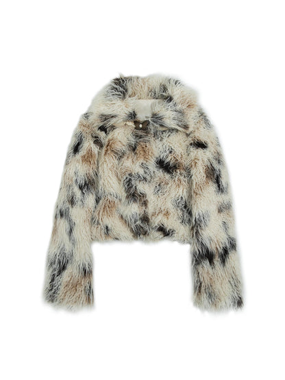 Vintage Distressed Short Fuzzy Jacket Eco Faux Fur Coat