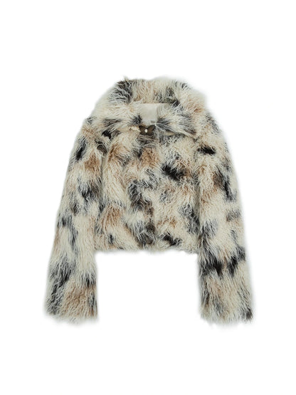 Vintage Distressed Short Fuzzy Jacket Eco Faux Fur Coat