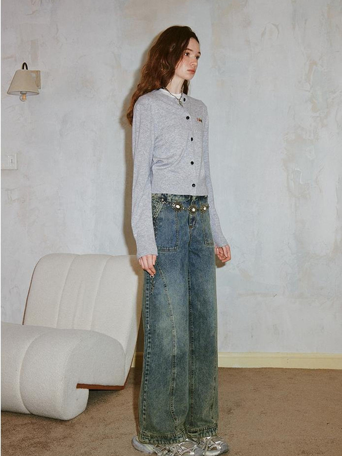 DIDDI MODA Vintage Double Waist Relaxed Straight Jeans