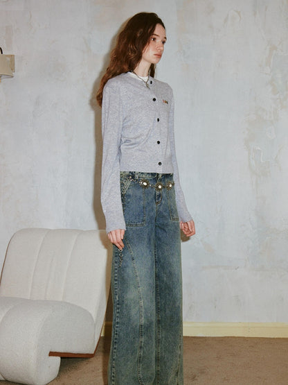 DIDDI MODA Vintage Double Waist Relaxed Straight Jeans