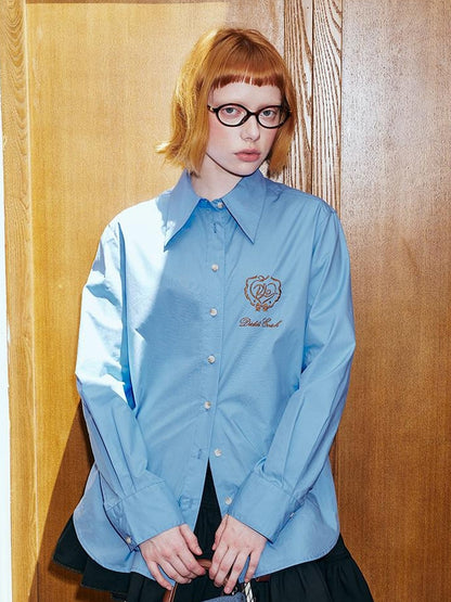 DIDDI MODA Vintage Embroidered Blue Overshirt