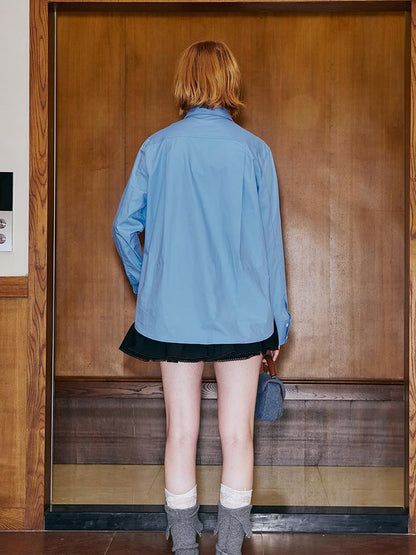 DIDDI MODA Vintage Embroidered Blue Overshirt