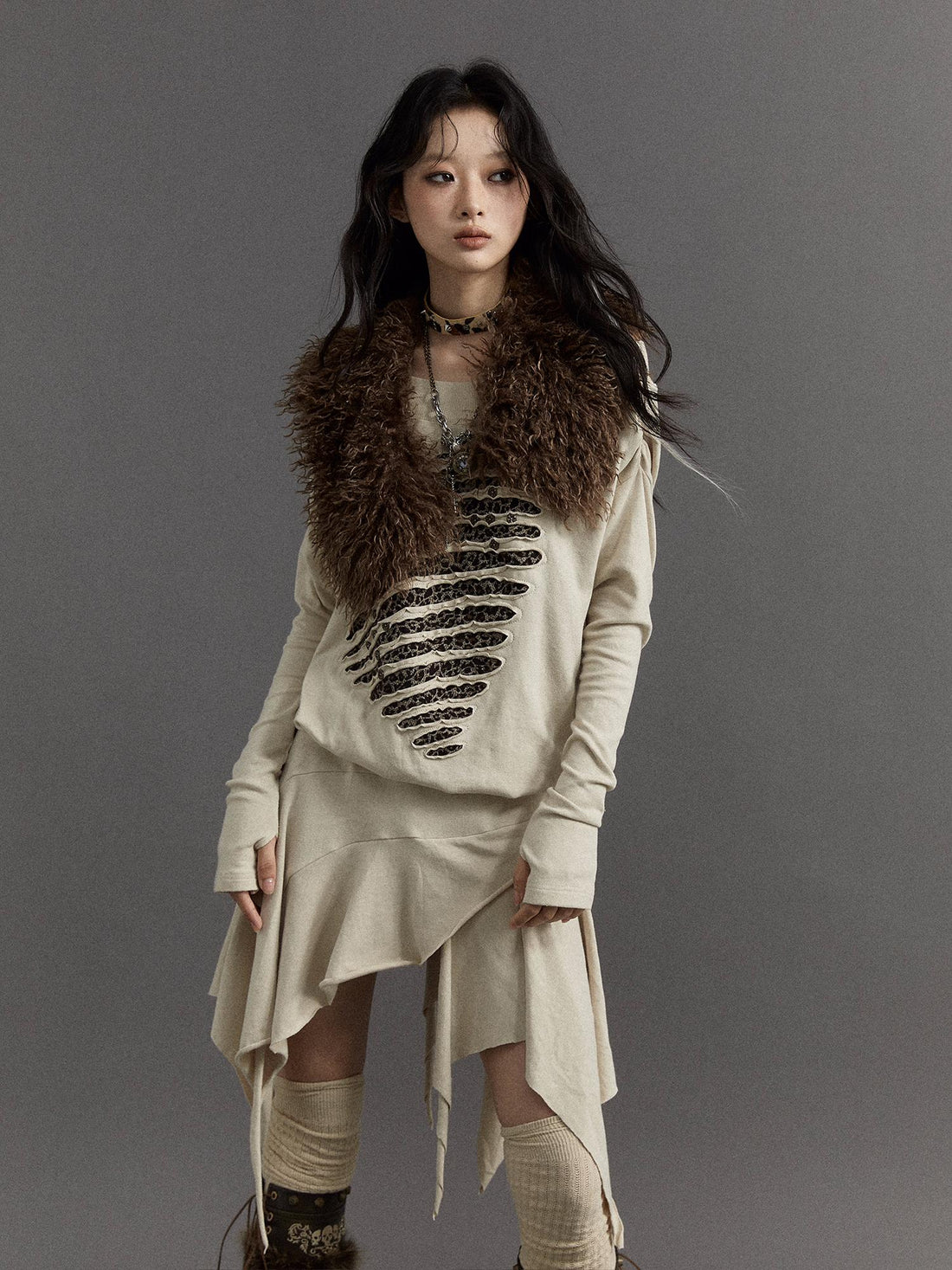 NO ROMANCE Vintage Faux Fur Scarf Warm Eco-Friendly Shearling Collar