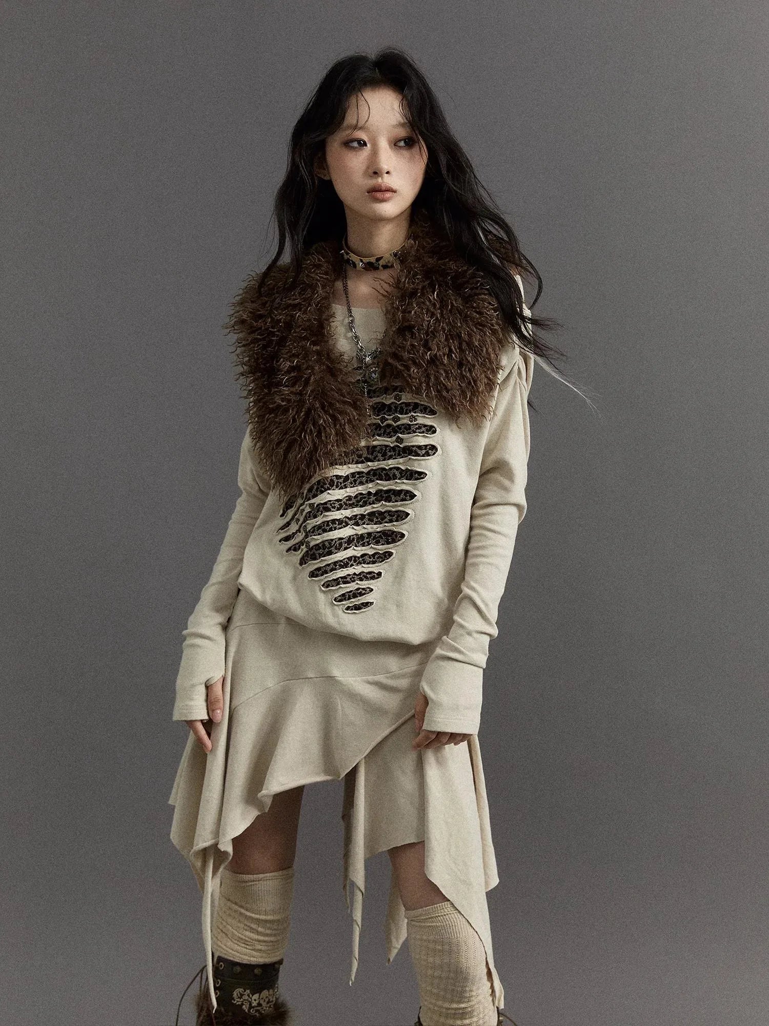 Vintage Faux Fur Scarf Warm Eco-Friendly Shearling Collar