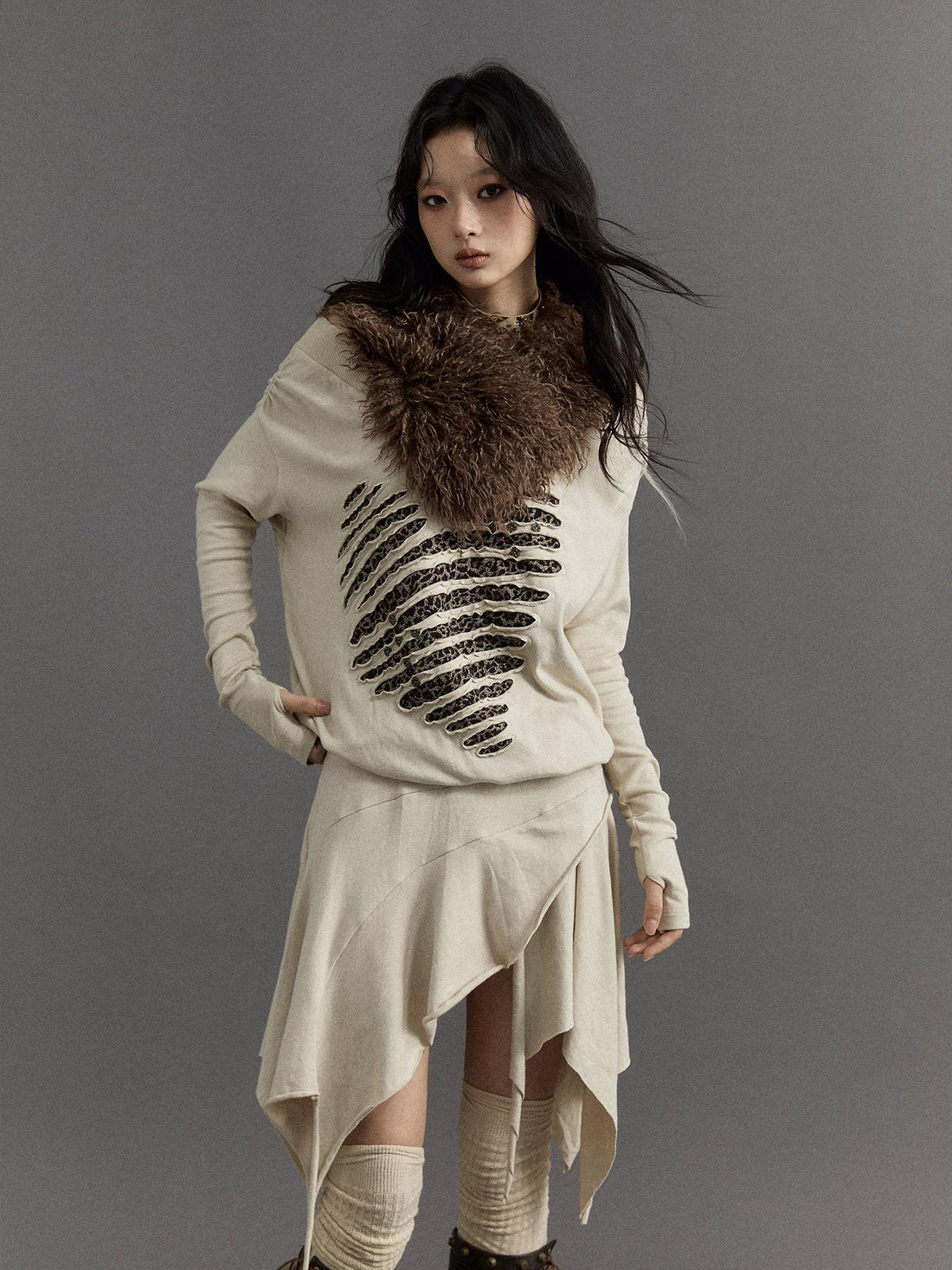 NO ROMANCE Vintage Faux Fur Scarf Warm Eco-Friendly Shearling Collar