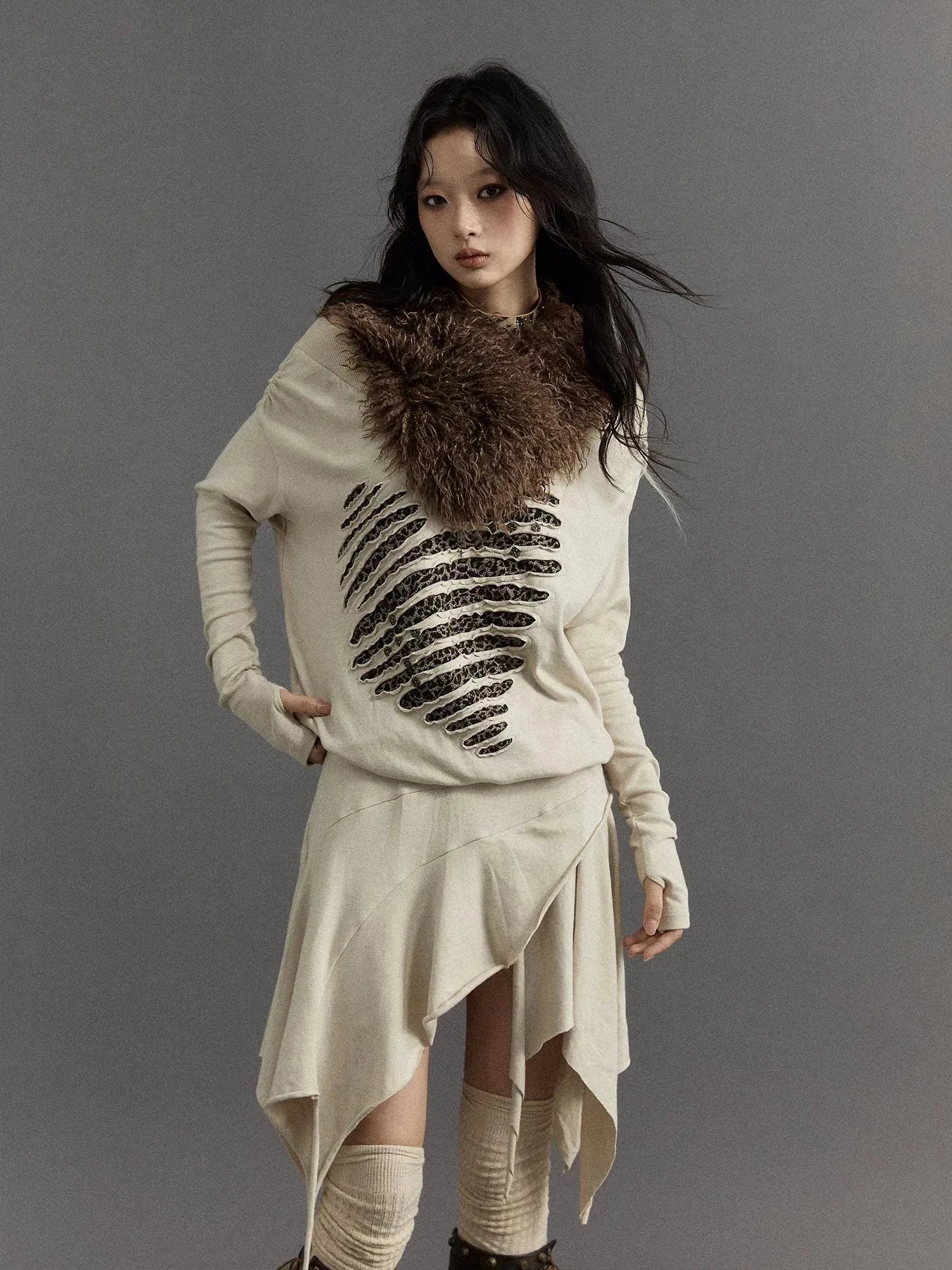 Vintage Faux Fur Scarf Warm Eco-Friendly Shearling Collar